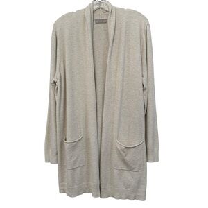 Evolution by Cyrus Beige Open Front Cardigan Sweater 3X Pockets